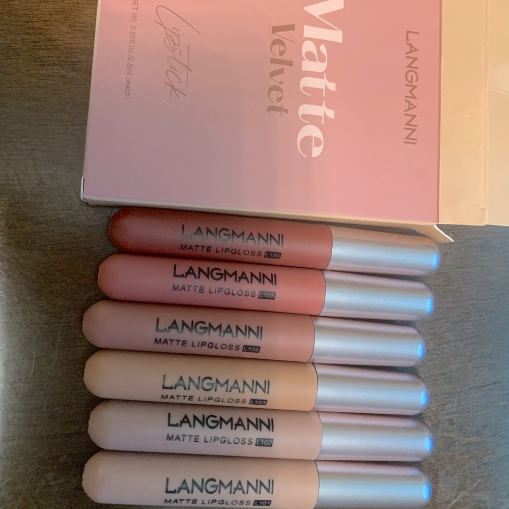 NEW. Langmanni Matte liquid lipstick. 6 colors per package.